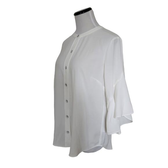 Cabi Flowy Button Front Work Blouse White Small - Picture 3 of 9
